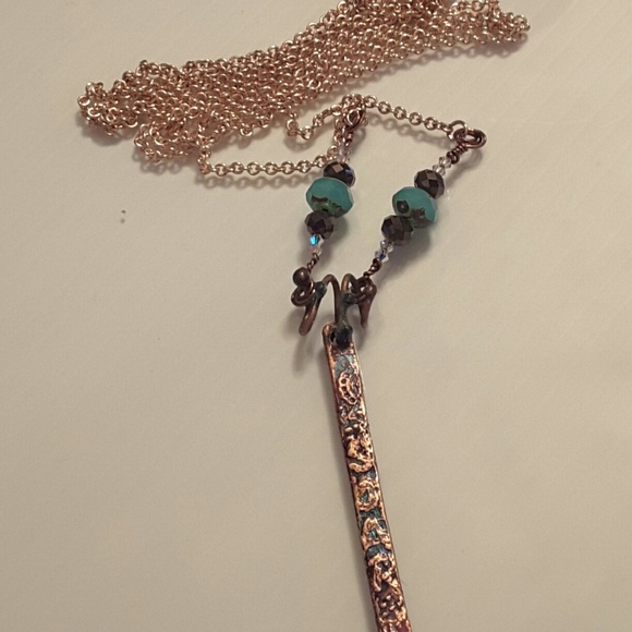 SOLD 💝 // Rose Gold & Copper Bar Necklace //OOAK - Picture 3 of 8